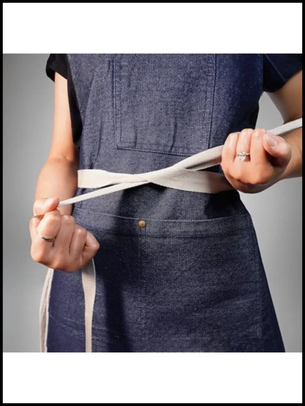 100% Cotton Denim Bib Apron with Terry Towel and 3 Pockets - Adjustable Chef